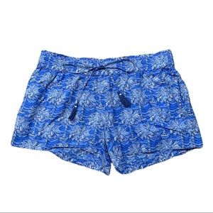 Vineyard Vines Palm Tree Print Tassel Drawstring Shorts, Blue, Size S